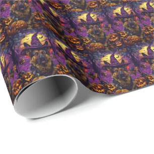 Spookachtige Duitse herder Halloween heksenpompoen Cadeaupapier