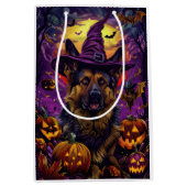 Spookachtige Duitse herder Halloween heksenpompoen Medium Cadeauzakje (Voorkant)