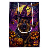 Spookachtige Duitse herder Halloween heksenpompoen Medium Cadeauzakje (Achterkant)