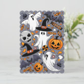 Spookachtige en schattige monsters kaart (Staand voorkant)