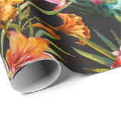 Spookachtige enge schedels met bloemen Halloween Cadeaupapier (Rol Hoek)