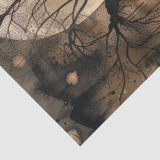 Spookachtige Fantasy Gothic Raven Art Collage Tissuepapier (Detail)