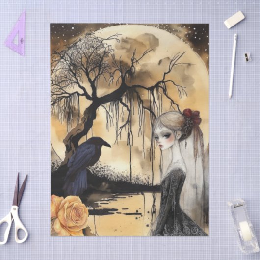 Spookachtige Fantasy Gothic Raven & Victoriaans Gi Tissuepapier (Craft)
