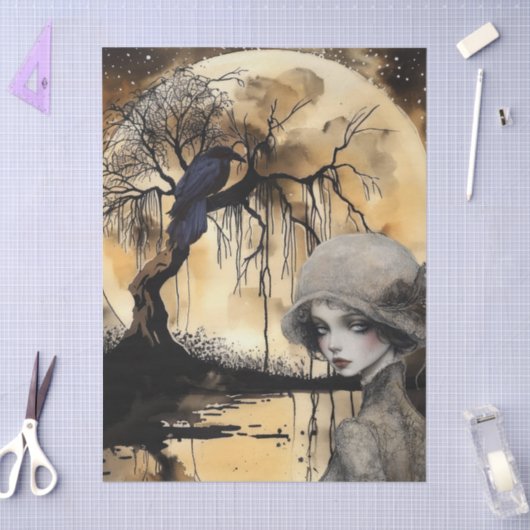 Spookachtige Fantasy Gothic Raven & Victoriaans Gi Tissuepapier (Craft)