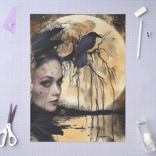Spookachtige Fantasy Gothic Raven & Victoriaans Gi Tissuepapier (Craft)