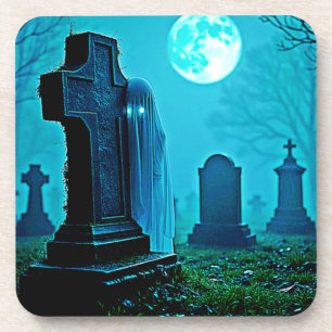 Spookachtige figuur in een Graveyard Design Bier Onderzetter