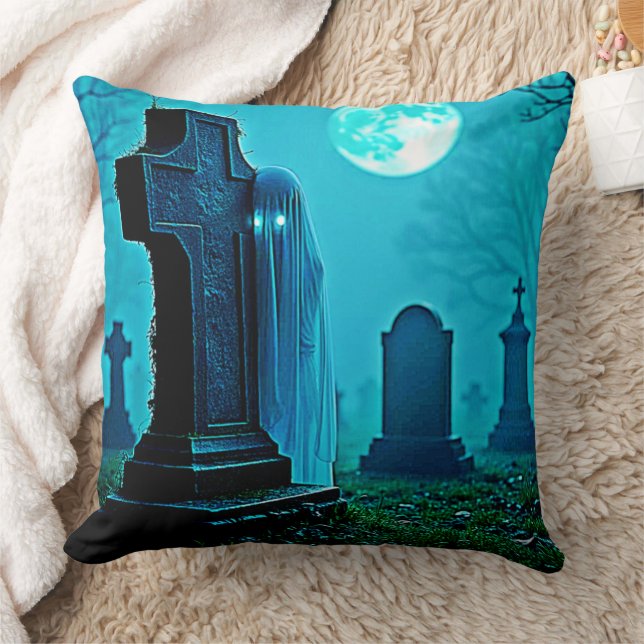 Spookachtige figuur in een Graveyard Design Kussen (Deken)