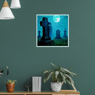 Spookachtige figuur in een Graveyard Design Poster