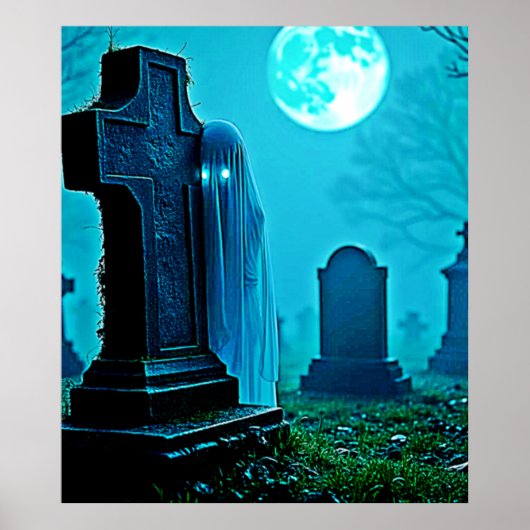 Spookachtige figuur in een Graveyard Design Poster (Voorkant)