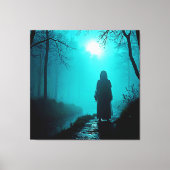 Spookachtige figuur in Haunted Bossen Design Canvas Afdruk (Voorkant)