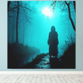 Spookachtige figuur in Haunted Bossen Design Canvas Afdruk (Insitu (Houten vloer))