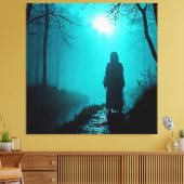 Spookachtige figuur in Haunted Bossen Design Canvas Afdruk (Insitu (Woonkamer))