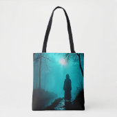 Spookachtige figuur in Haunted Bossen Design Tote Bag (Voorkant)