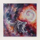 Spookachtige figuur op kosmische wervelingen sterr legpuzzel (Horizontaal)