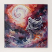 Spookachtige figuur op kosmische wervelingen sterr legpuzzel (Verticaal)