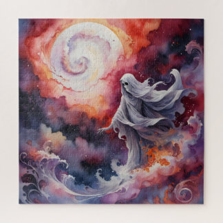 Spookachtige figuur op kosmische wervelingen sterr legpuzzel