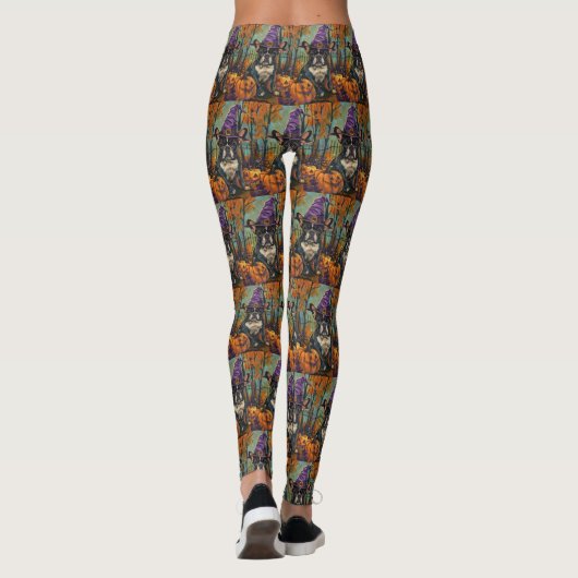 Spookachtige Franse Bulldog Halloween Hekst en Pom Leggings (Achterkant)
