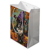 Spookachtige Franse Bulldog Halloween Hekst en Pom Medium Cadeauzakje (Achterkant Gekanteld)