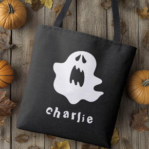 Spookachtige geest en naam Halloween Tote Bag