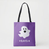 Spookachtige geest en naam paarse Halloween Tote Bag (Voorkant)