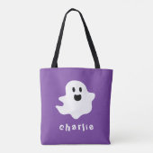 Spookachtige geest en naam paarse Halloween Tote Bag (Achterkant)