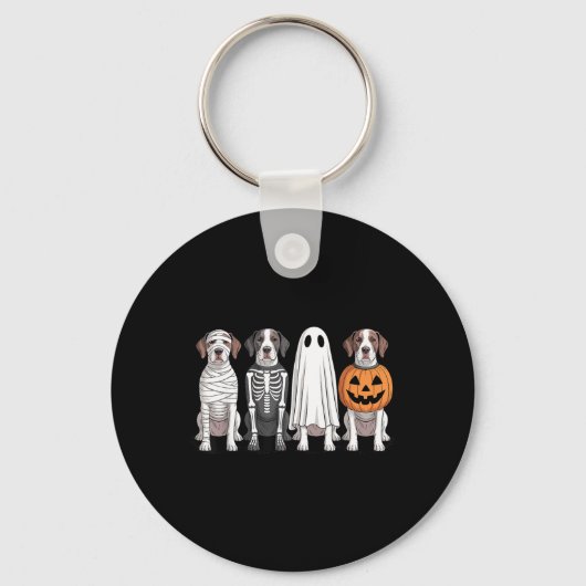 Spookachtige Geest Engels Pointer Pompoen Hallowee Sleutelhanger (Voorkant)