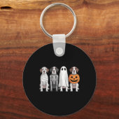 Spookachtige Geest Engels Pointer Pompoen Hallowee Sleutelhanger (Voorkant)