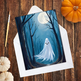 Spookachtige Geest | Gelukkig Halloween Geheime Bo Feestdagenkaart