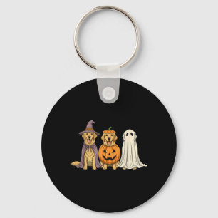 Spookachtige Geest Golden Retriever Pompoen Hallow Sleutelhanger