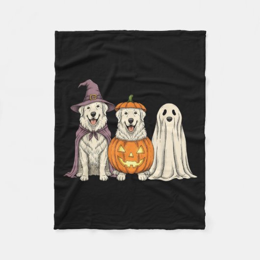 Spookachtige Geest Great Pyrenees Pompoen Hallowee Fleece Deken (Voorkant)