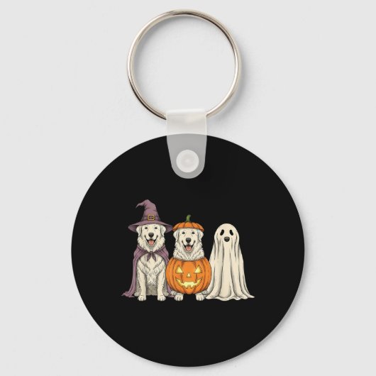Spookachtige Geest Great Pyrenees Pompoen Hallowee Sleutelhanger (Voorkant)