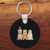 Spookachtige Geest Great Pyrenees Pompoen Hallowee Sleutelhanger (Voorkant)