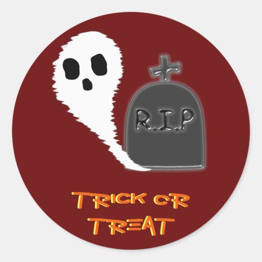 Spookachtige Geest Met Graf Halloween Sticker (Voorkant)