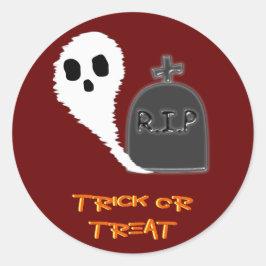 Spookachtige Geest Met Graf Halloween Sticker