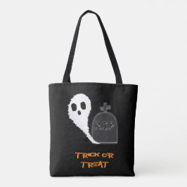 Spookachtige Geest met Graf Halloween Tote Bag