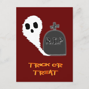 Spookachtige Geest Met Graf Halloween Vakantie Ans Feestdagenkaart