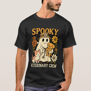 Spookachtige Geest met Hond Kat Dierenarts Technic T-shirt