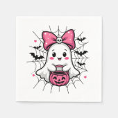 Spookachtige Geest met Roze Strik Borstkanker Bewu Servet (Voorkant)