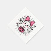 Spookachtige Geest met Roze Strik Borstkanker Bewu Servet (Hoek)