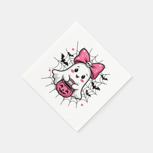 Spookachtige Geest met Roze Strik Borstkanker Bewu Servet (Hoek)