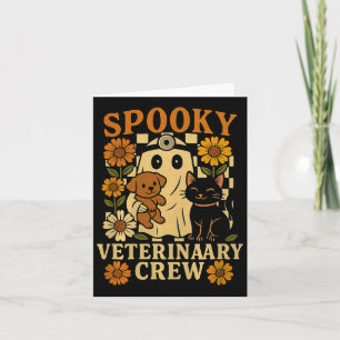 Spookachtige Geest met Zwarte Kat Hond Dierenarts Kaart