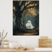 Spookachtige Geest op Schommel Halloween Herfst Bo Poster (Keuken)