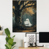 Spookachtige Geest op Schommel Halloween Herfst Bo Poster (Thuiskantoor)
