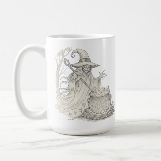 Spookachtige Geest pot roeren Halloween Koffiemok (Links)