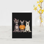 Spookachtige Geest Xoloitzcuintli Pompoen Hallowee Kaart (Gele Bloem)