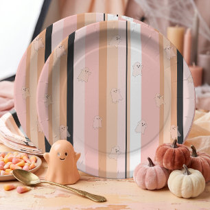 Spookachtige Geesten Pastel Streep Patroon ID1330 Papieren Bordje