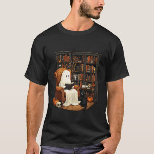 Spookachtige gezellige leesbibliotheek Nieuwsgieri T-shirt