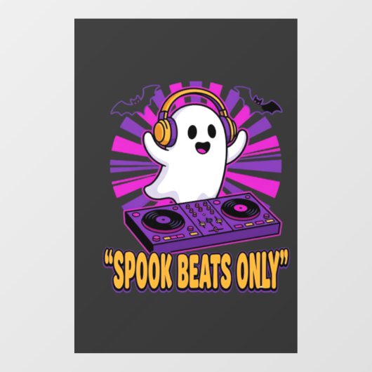 Spookachtige Ghost DJ Halloween Beats Design_1 Raamsticker (Vel)