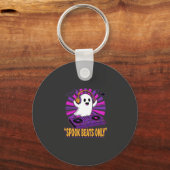 Spookachtige Ghost DJ Halloween Beats Design_1 Sleutelhanger (Voorkant)