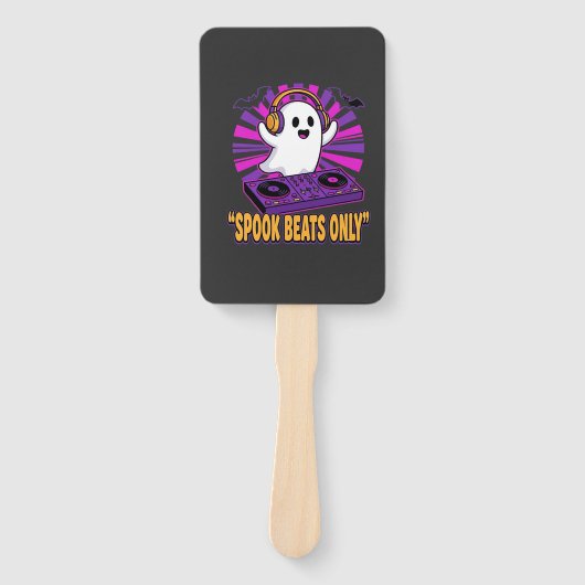 Spookachtige Ghost DJ Halloween Beats Ontwerp_1 Handwaaier (Voorkant)